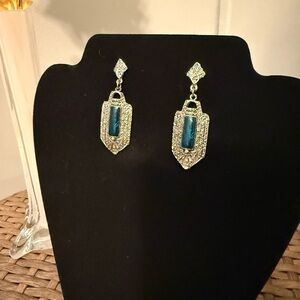Elegant Silver and Blue Dangle Earrings